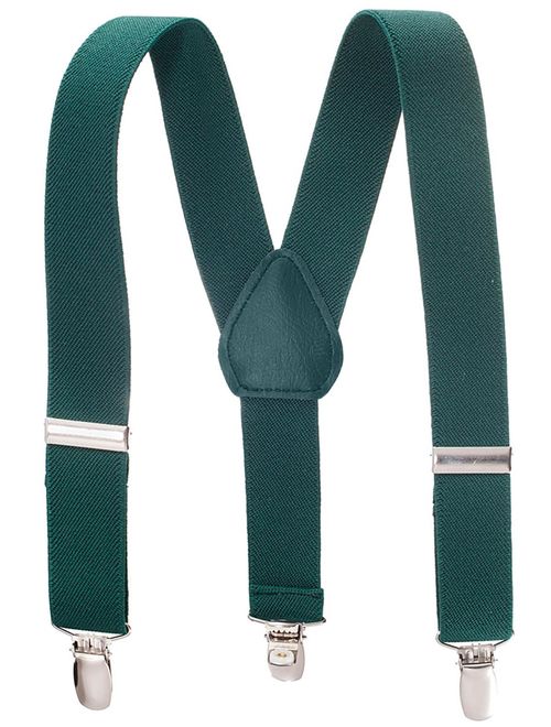 Hold'Em Suspenders for kids Toddler boys Genuine Leather Trim Metal Clip Braces