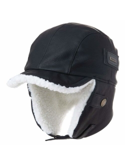 Comhats Aviator Hat Faux Leather Pilot Cap Adult Men Winter Trapper Hunting Hat