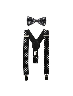 Baby Suspenders and Bow Tie Set (Elastic Adjustable-Fits Baby to Toddler)