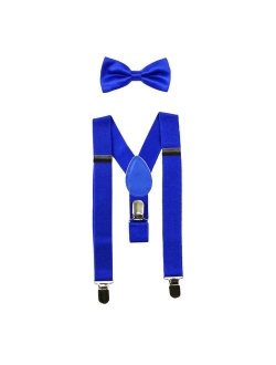 Baby Suspenders and Bow Tie Set (Elastic Adjustable-Fits Baby to Toddler)