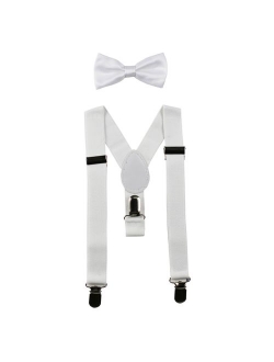 Baby Suspenders and Bow Tie Set (Elastic Adjustable-Fits Baby to Toddler)