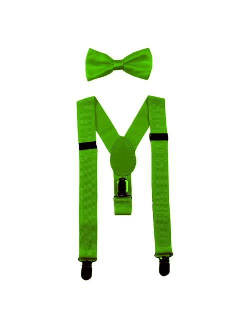 Baby Suspenders and Bow Tie Set (Elastic Adjustable-Fits Baby to Toddler)