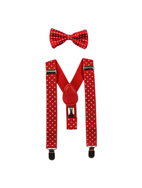 Baby Suspenders and Bow Tie Set (Elastic Adjustable-Fits Baby to Toddler)