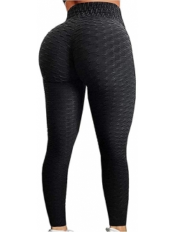 High Waisted Yoga Pants Tummy Control Scrunched Booty Leggings Workout Running Butt Lift Textured Tights