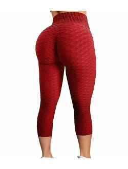 High Waisted Yoga Pants Tummy Control Scrunched Booty Leggings Workout Running Butt Lift Textured Tights