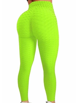 High Waisted Yoga Pants Tummy Control Scrunched Booty Leggings Workout Running Butt Lift Textured Tights