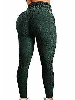 High Waisted Yoga Pants Tummy Control Scrunched Booty Leggings Workout Running Butt Lift Textured Tights