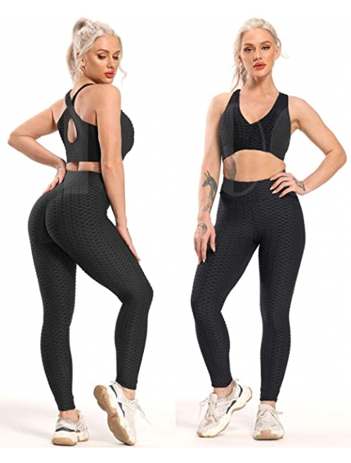 FITTOO High Waisted Seamless Leggings Workout Yoga Pants Tummy