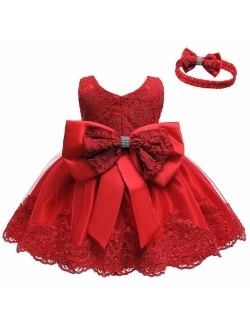 LZH Baby Dress, Bowknot Flower Dresses Lace Pageant Party Wedding Flower Girl Tutu Gown