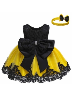 LZH Baby Dress, Bowknot Flower Dresses Lace Pageant Party Wedding Flower Girl Tutu Gown