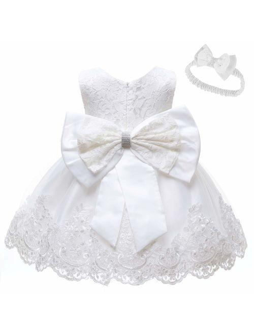 LZH Baby Dress, Bowknot Flower Dresses Lace Pageant Party Wedding Flower Girl Tutu Gown