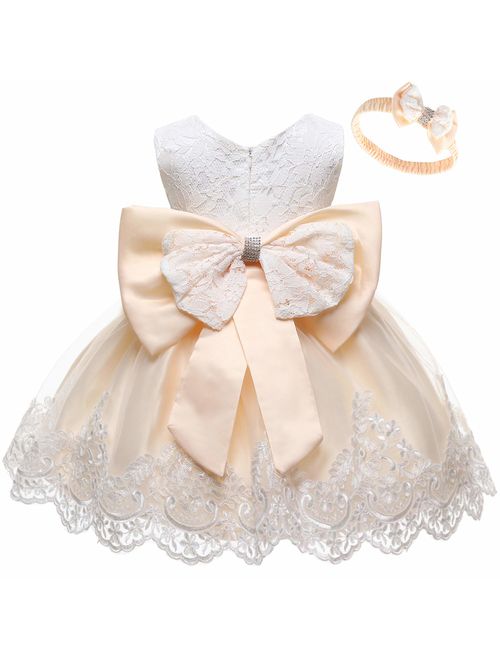 LZH Baby Dress, Bowknot Flower Dresses Lace Pageant Party Wedding Flower Girl Tutu Gown