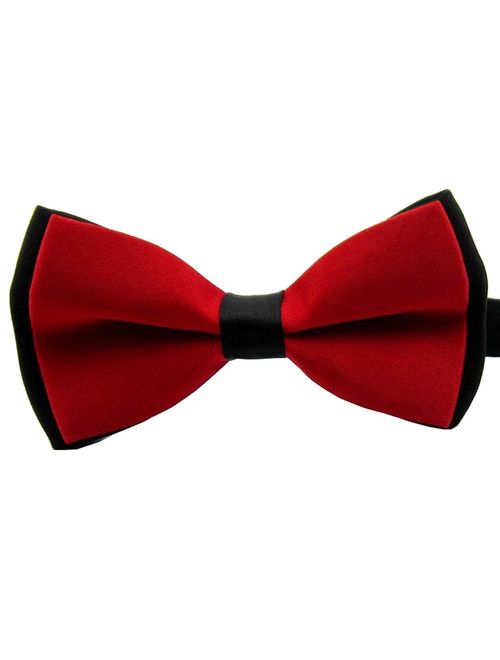 AWAYTR Men's Pre Tied Bow Ties for Wedding Party Fancy Plain Adjustable Bowties Necktie