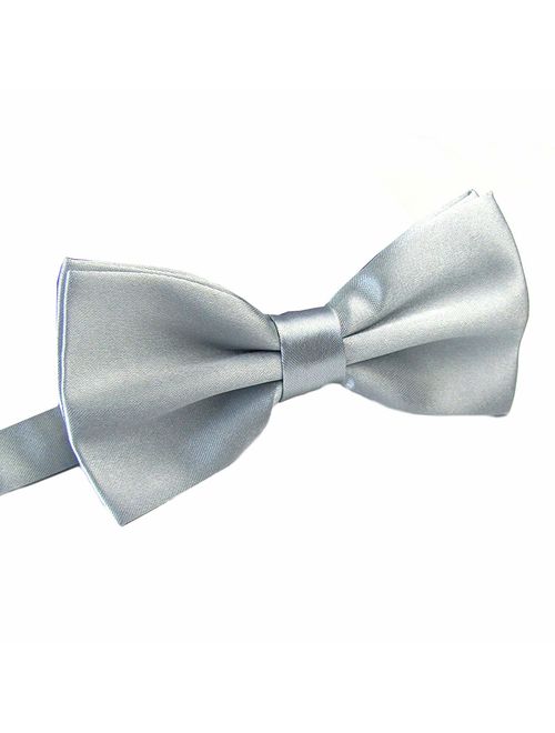 AWAYTR Men's Pre Tied Bow Ties for Wedding Party Fancy Plain Adjustable Bowties Necktie