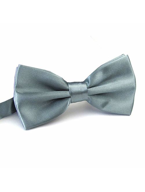 AWAYTR Men's Pre Tied Bow Ties for Wedding Party Fancy Plain Adjustable Bowties Necktie