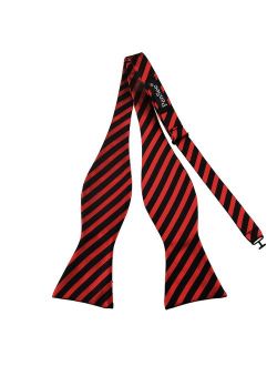 PenSee Mens Self Bow Tie Classic Stripe Woven Silk Bow Ties-Various Colors