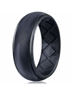 Egnaro Silicone Wedding Ring for Men, Particularly Breathable Mens' Rubber Wedding Bands, Size 8 9 10 11 12 13, for Athletes Crossfit Workout