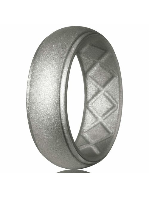 Egnaro Silicone Wedding Ring for Men, Particularly Breathable Mens' Rubber Wedding Bands, Size 8 9 10 11 12 13, for Athletes Crossfit Workout