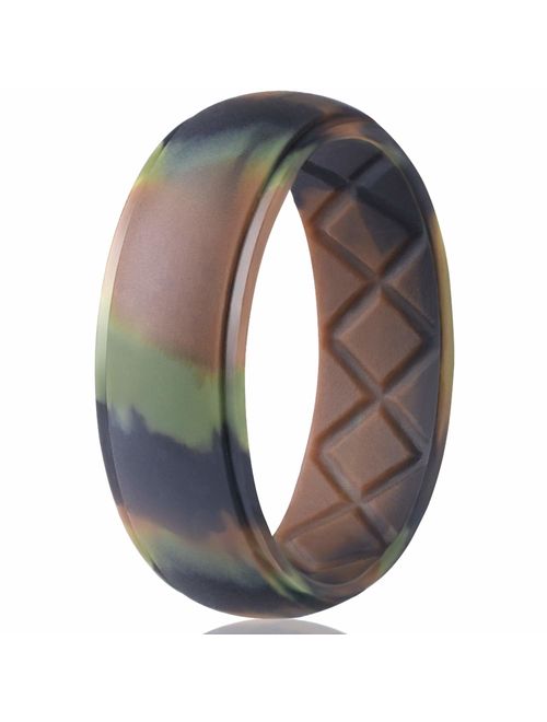 Egnaro Silicone Wedding Ring for Men, Particularly Breathable Mens' Rubber Wedding Bands, Size 8 9 10 11 12 13, for Athletes Crossfit Workout