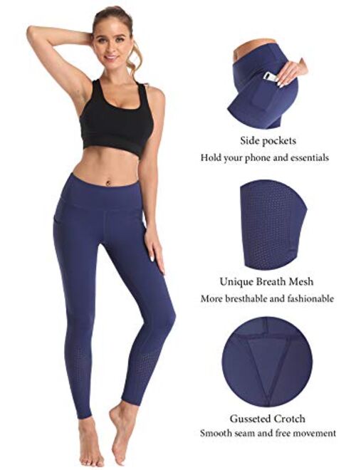 Women's Workout Running Capris Leggings Pocket Tummy Control High