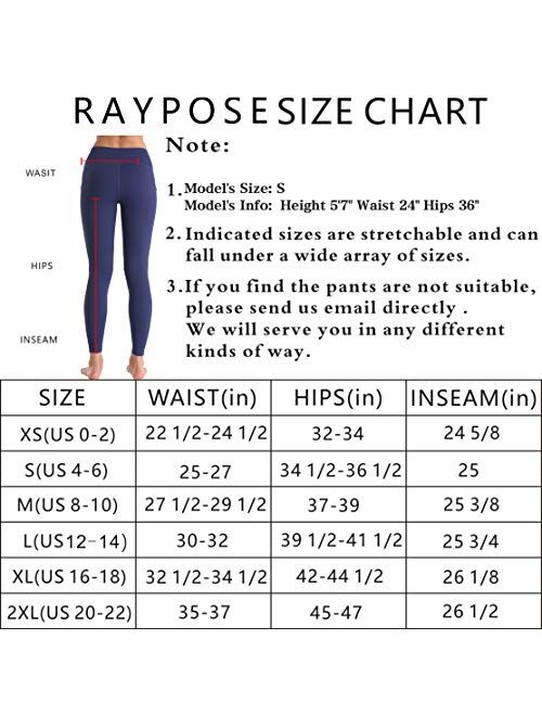 RAYPOSE Women's Workout Running Capris Leggings Pocket Tummy Control High Waist Yoga Pants