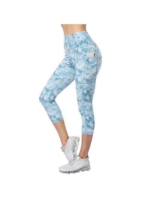 RAYPOSE Women's Workout Running Capris Leggings Pocket Tummy Control High Waist Yoga Pants