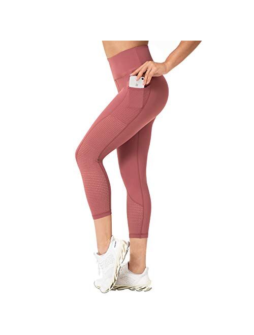 RAYPOSE Women's Workout Running Capris Leggings Pocket Tummy Control High Waist Yoga Pants