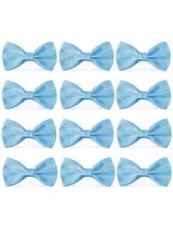 AVANTMEN Men's Bowties Formal Satin Solid - 12 Pack Bow Ties Pre-tied Adjustable Ties for Men Many Colors Option