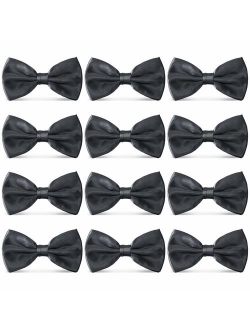 AVANTMEN Men's Bowties Formal Satin Solid - 12 Pack Bow Ties Pre-tied Adjustable Ties for Men Many Colors Option