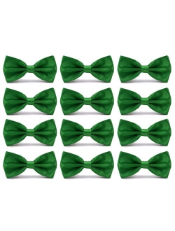 AVANTMEN Men's Bowties Formal Satin Solid - 12 Pack Bow Ties Pre-tied Adjustable Ties for Men Many Colors Option