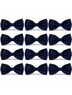 AVANTMEN Men's Bowties Formal Satin Solid - 12 Pack Bow Ties Pre-tied Adjustable Ties for Men Many Colors Option