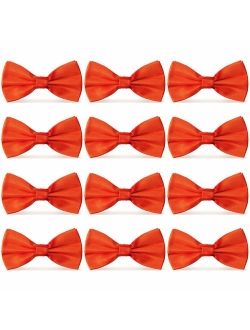 AVANTMEN Men's Bowties Formal Satin Solid - 12 Pack Bow Ties Pre-tied Adjustable Ties for Men Many Colors Option