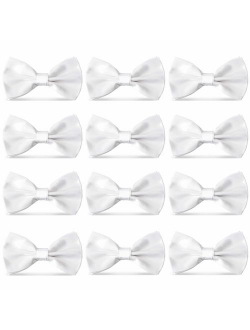 AVANTMEN Men's Bowties Formal Satin Solid - 12 Pack Bow Ties Pre-tied Adjustable Ties for Men Many Colors Option