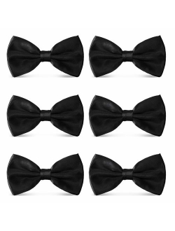 AVANTMEN Men's Bowties Formal Satin Solid - 12 Pack Bow Ties Pre-tied Adjustable Ties for Men Many Colors Option