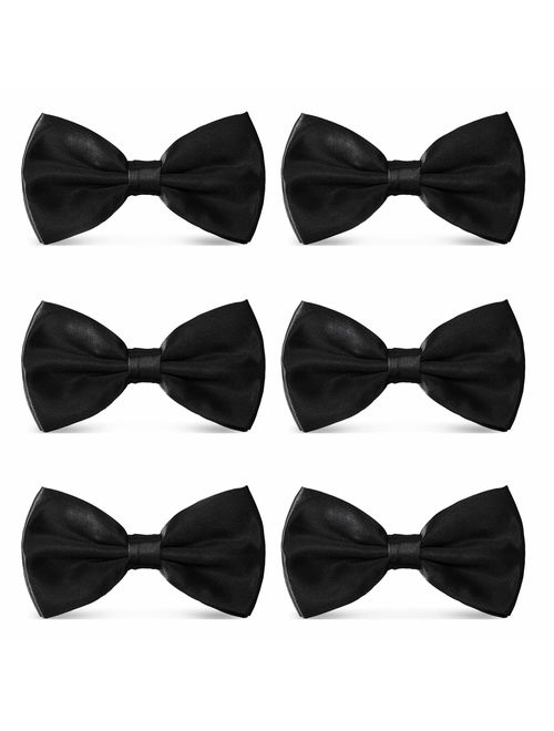 AVANTMEN Men's Bowties Formal Satin Solid - 12 Pack Bow Ties Pre-tied Adjustable Ties for Men Many Colors Option