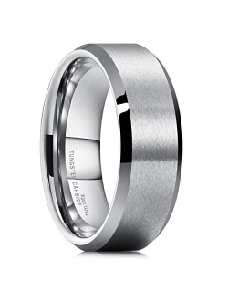 King Will 6MM Wedding Band for Men Tungsten Carbide Ring Engagement Ring Comfort Fit Beveled Edges