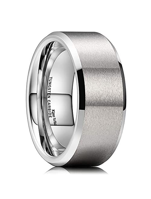 King Will 6MM Wedding Band for Men Tungsten Carbide Ring Engagement Ring Comfort Fit Beveled Edges