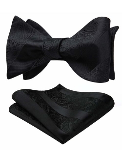 Untied Bow Ties Men's Floral Jacquard Wedding Party Self Bowtie Pocket Square Set