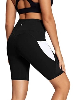 Women Yoga Pants Color Blocking Mesh Workout Running Leggings Tights 8030