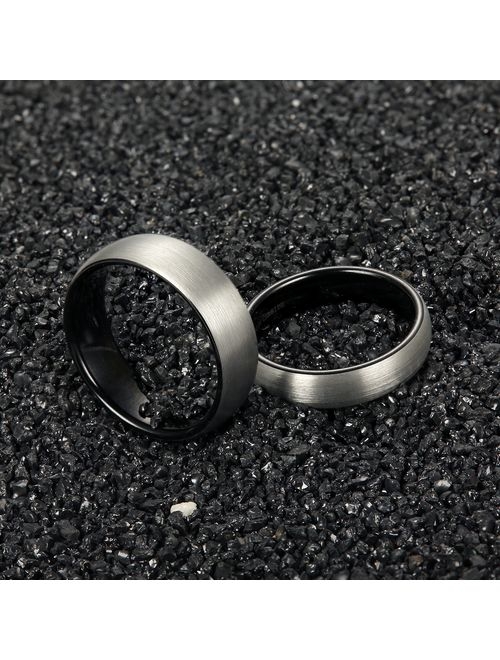 Tungary Tungsten Rings for Men Wedding Engagement Band Brushed Black 6mm Size 6-14