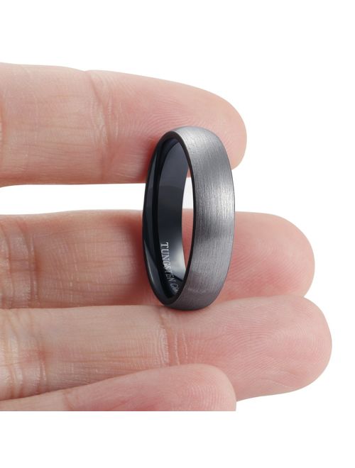 Tungary Tungsten Rings for Men Wedding Engagement Band Brushed Black 6mm Size 6-14