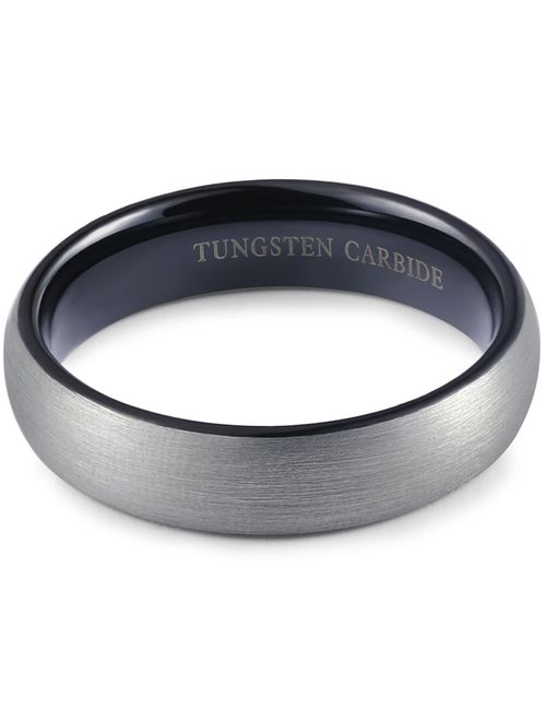 Tungary Tungsten Rings for Men Wedding Engagement Band Brushed Black 6mm Size 6-14