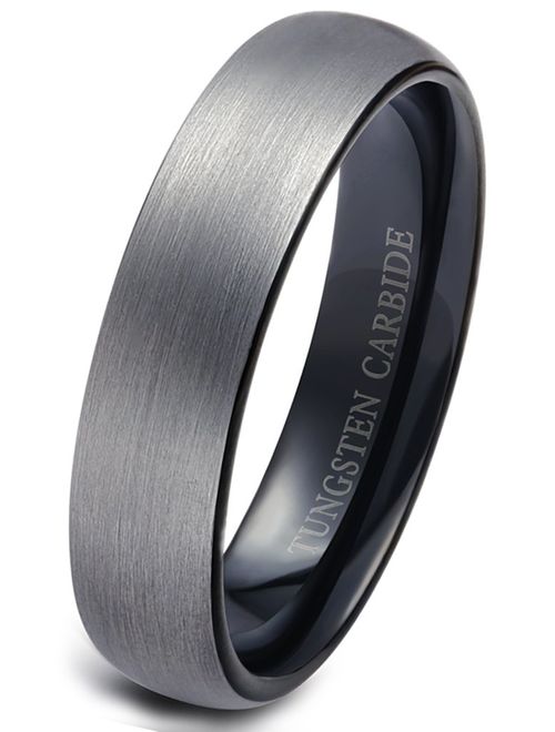 Tungary Tungsten Rings for Men Wedding Engagement Band Brushed Black 6mm Size 6-14