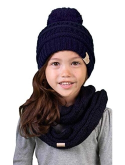 Funky Junque Girls Boys Infinity Scarf Matching Hat Beanie Tail Headwrap Bundle