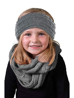 Funky Junque Girls Boys Infinity Scarf Matching Hat Beanie Tail Headwrap Bundle