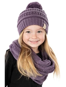 Funky Junque Girls Boys Infinity Scarf Matching Hat Beanie Tail Headwrap Bundle