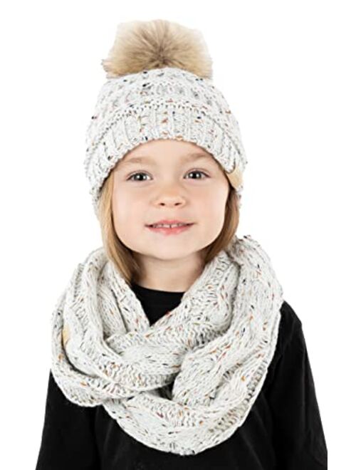 Funky Junque Girls Boys Infinity Scarf Matching Hat Beanie Tail Headwrap Bundle