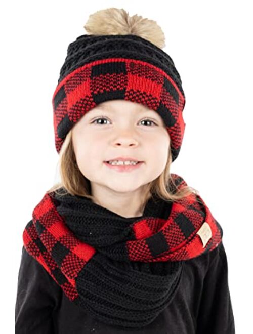 Funky Junque Girls Boys Infinity Scarf Matching Hat Beanie Tail Headwrap Bundle