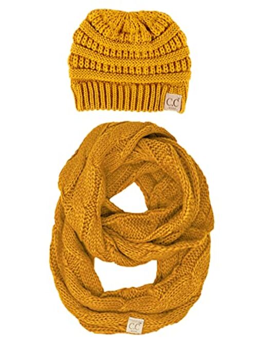 Funky Junque Girls Boys Infinity Scarf Matching Hat Beanie Tail Headwrap Bundle