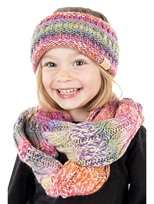 Funky Junque Girls Boys Infinity Scarf Matching Hat Beanie Tail Headwrap Bundle